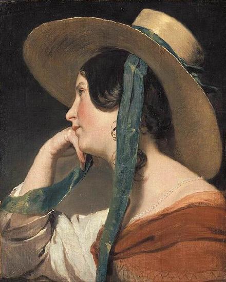 Friedrich von Amerling Maiden with a Straw Hat China oil painting art